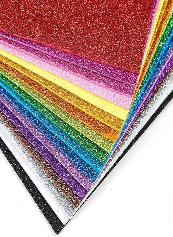 Freedy A4 Non Adhesive Glitter Foam Sheet Sparkles 2 mm Thick 10 Different Color, for Art & Craft-I
